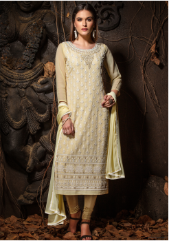 Yellow Color Designer Viscose Straight Cut Suit